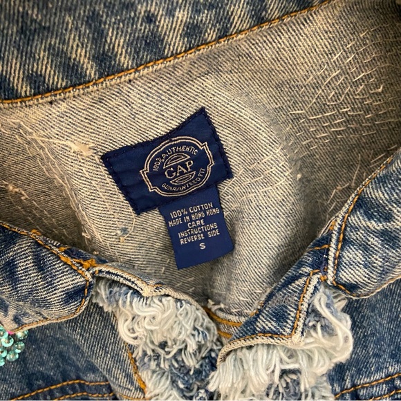 Embellished Cropped Jean Jacket with Sequins⭐️BEAUTIFUL - Picture 7 of 15